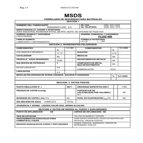 Fluid 408 msds | PDF