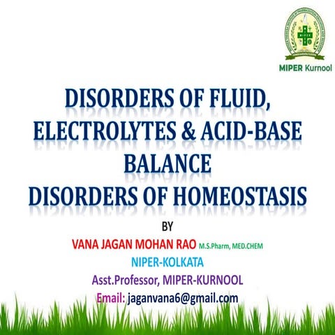 Fluid,electrolyte, acid base balance and homeostasis | PPTX