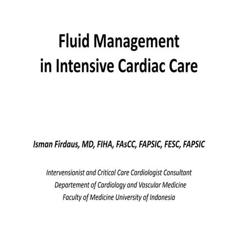 Fluid management and Fluid Responsiveness in ICCU / ICU at ASMIHA workshop 2018