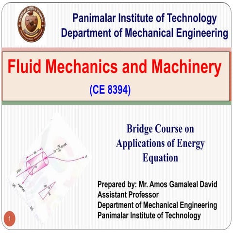 Fluid mechanics - Applications of energy equation