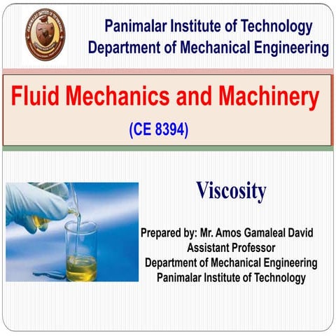 Fluid Mechanics - Problems on viscosity