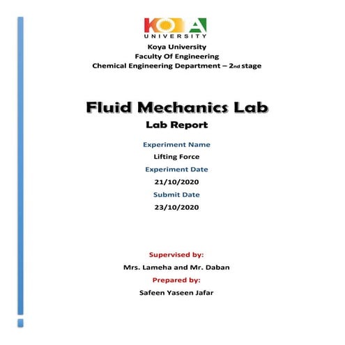 Fluid mechanics lab experiment 01_lifting force