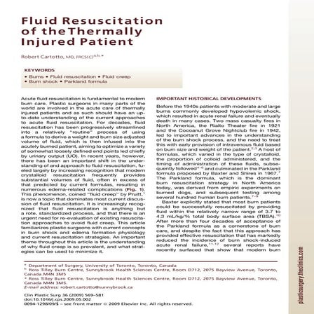 Fluid resuscitation burns 2009