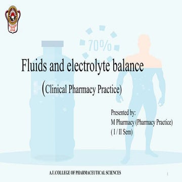 Fluids and Electrolyte Balance (Na, K, Cl, )