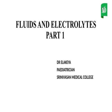 Fluids And Electrolytes In Paediatrics Pptx
