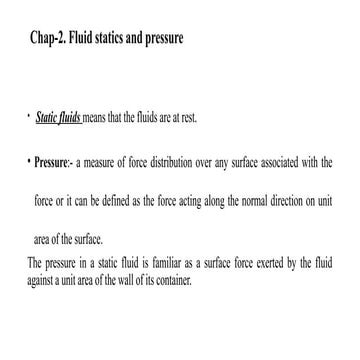 Fluid Mechanics - Fluid Pressure and its measurement | PPTX