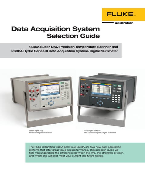 Fluke Data Acquisition System Selection Guide. Hubungi PT. Siwali Swantika 02...