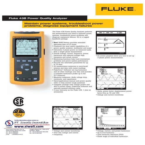 Datasheet Fluke 43B. Hubungi PT. Siwali Swantika 021-45850618