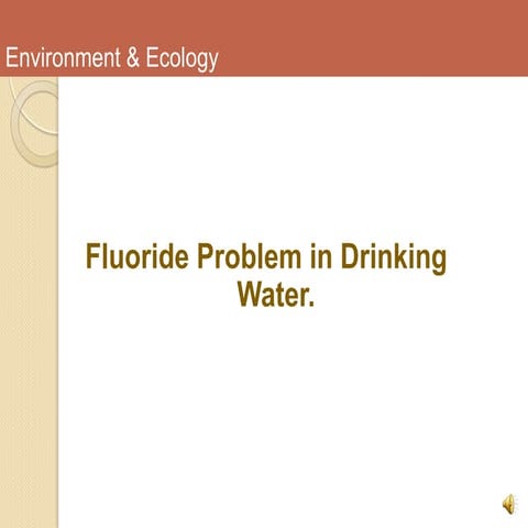 Fluoride problem in drinking water