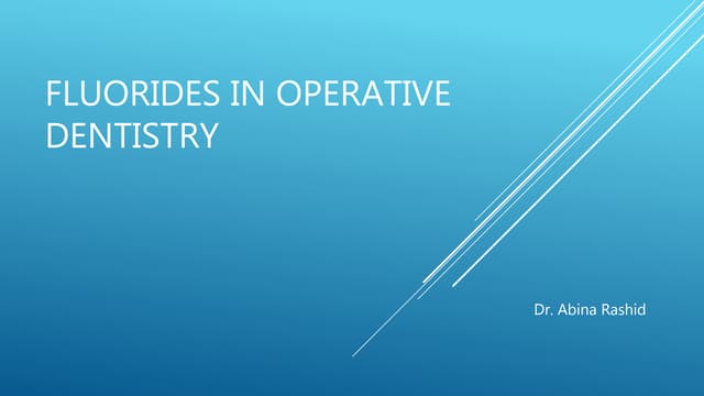 Fluorides in operative dentistry