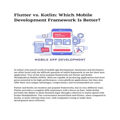 Flutter vs. Kotlin: Which Mobile Development Framework Is Better? | PDF