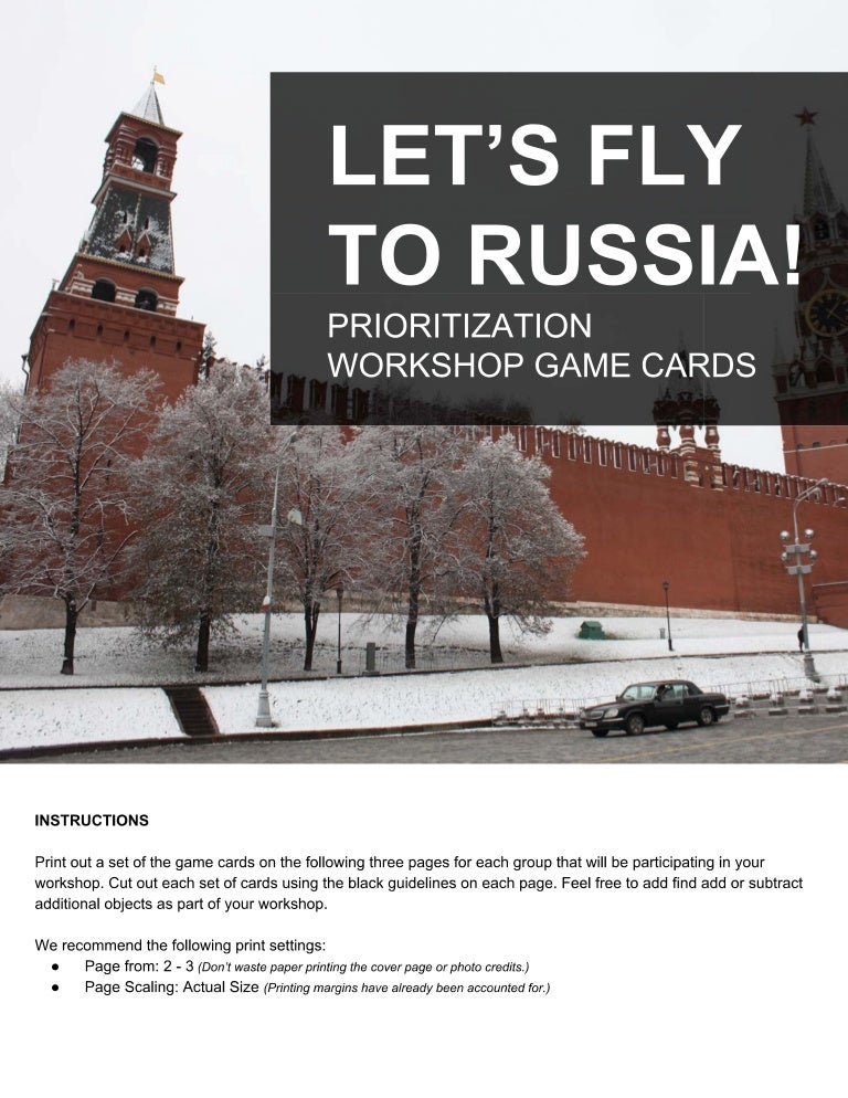 Let s Fly To Russia Workshop Game Cards