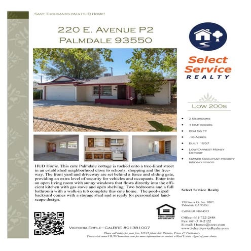 Example of HUD Home Flyer - 220 E Avenue P2