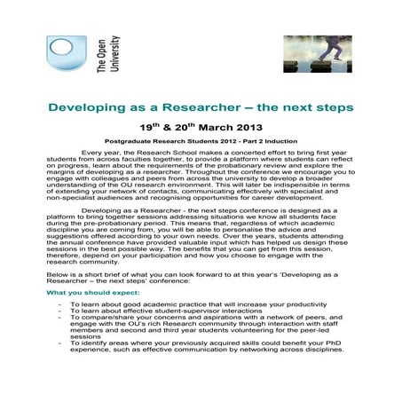 Flyer  programme developing as a researcher conference