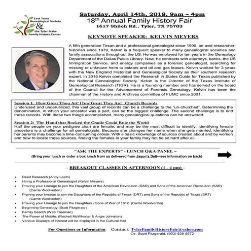 18th Annual Family History Fair