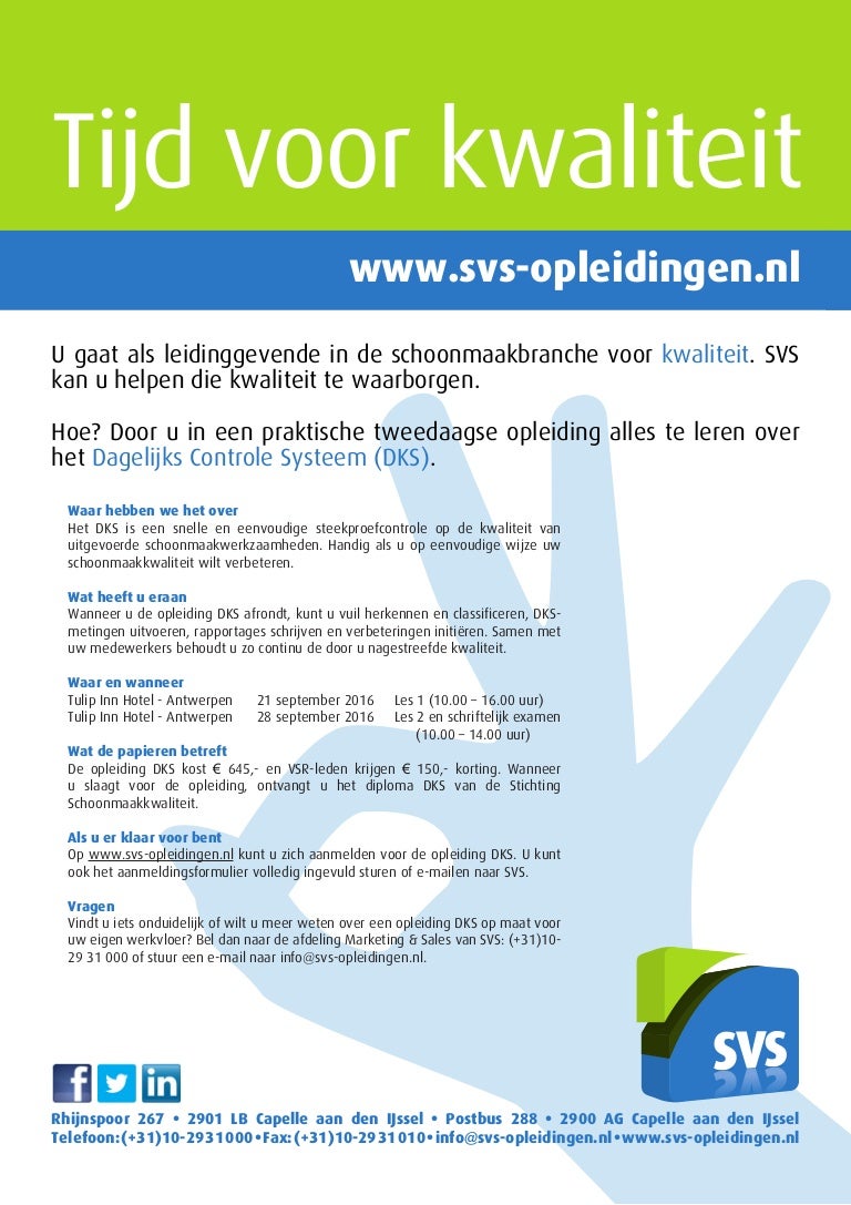 Flyer en aanmeldingsformulieren vsr opleidingen belgië 2016