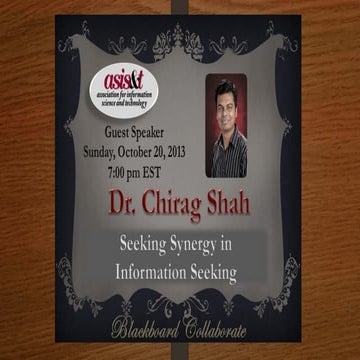 Flyer for Dr. Chirag Shah Speaker