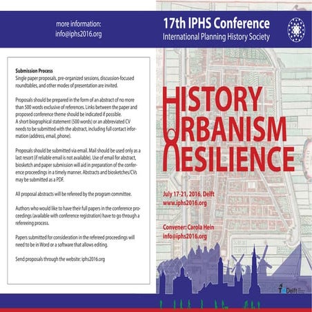 XVII International Planning History Society Conference (IPHS) - Delft, The Netherlands - 17-21 July 2016