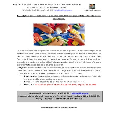 Flyer taller consciència fonològica