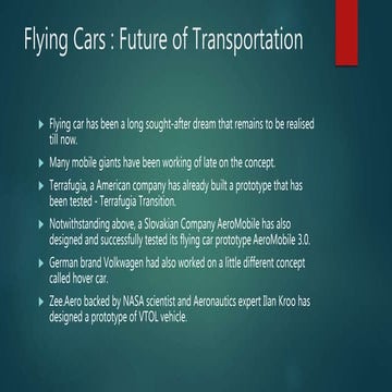 Flying cars presentation ppt