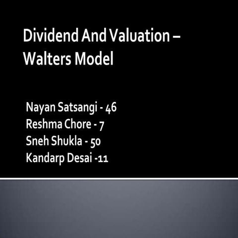 Dividend Policy of Sensex Companies using Walter's Model