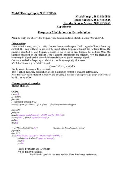 Frequency Modulation Frequency Modulation