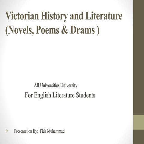 Victorian History and Literature(Novels, Poems & Drams )