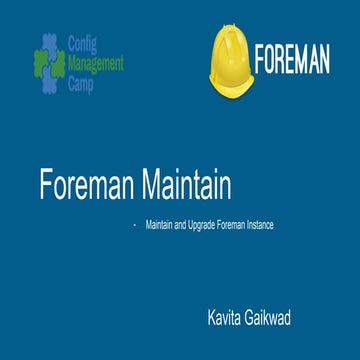 Introduction to Foreman Maintain
