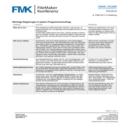 FMK2017 - Wichtige Regeln in jedem Programmierauftrag by Christoph Kluss