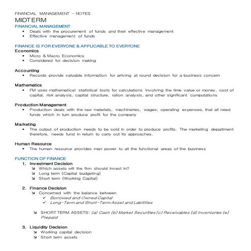 Financial Management Notes