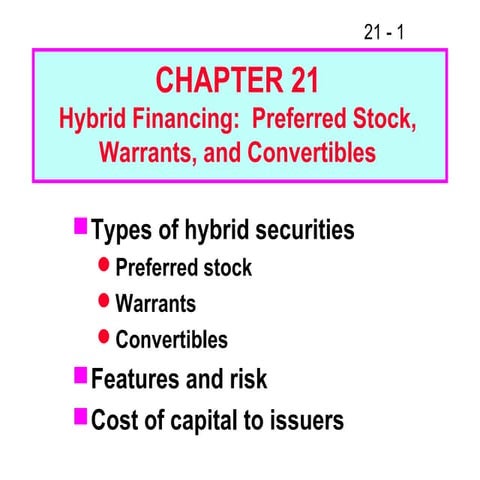 Fm11 ch 21 hybrid financing preferred stock,warrants, and convertibles