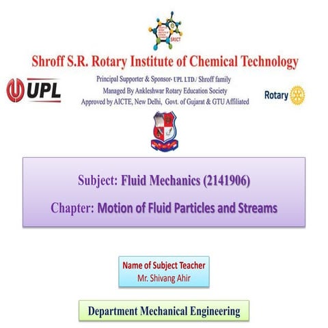 Motion of fluid particles and streams
