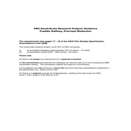 Fm3 Project Guidance