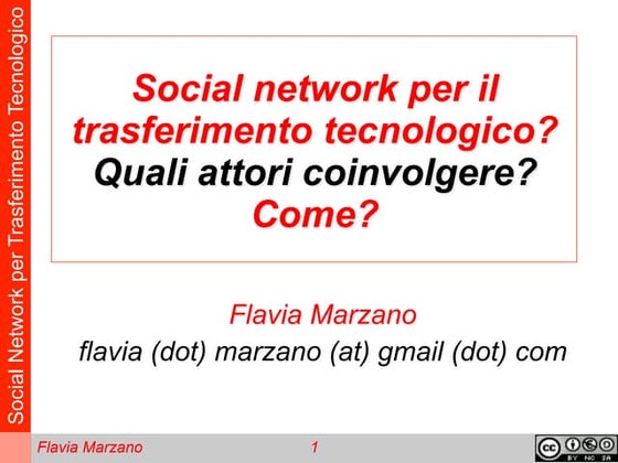 Flavia Marzano Social Network & Trasferimento Tecnologico