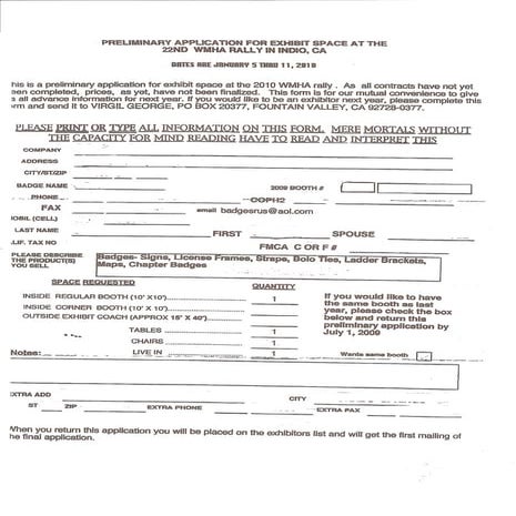 FMCA Indio Application Form