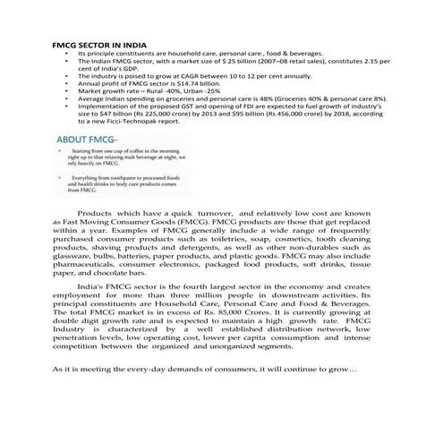 swot analysis of fmcg industry | DOC