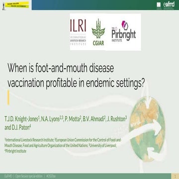 When is foot-and-mouth disease vaccination profitable in endemic settings?