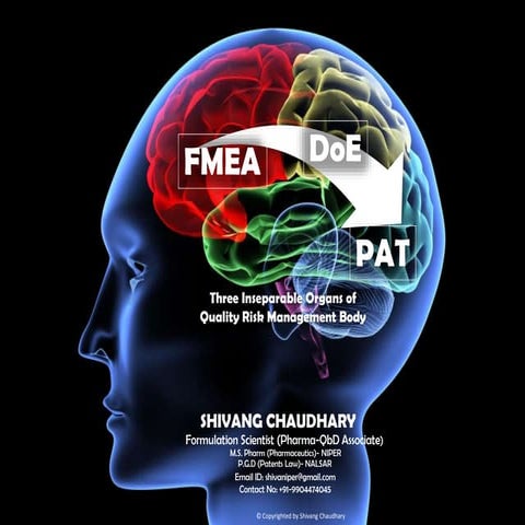 FMEA, DoE & PAT : Three Inseparable Organs of Quality Risk Management (QRM) Body for Pharmaceutical Product Development with QbD