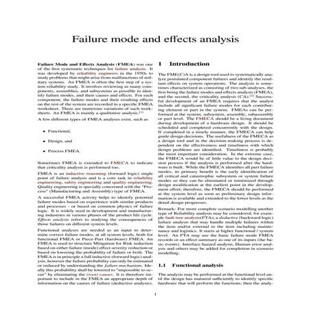 FMEA - Failure Mode and Effects Analysis