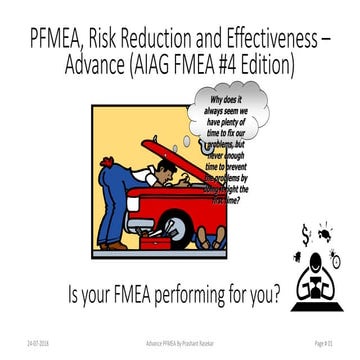 PFMEA, Risk Reduction and Effectiveness – Advance (AIAG FMEA #4 Edition)