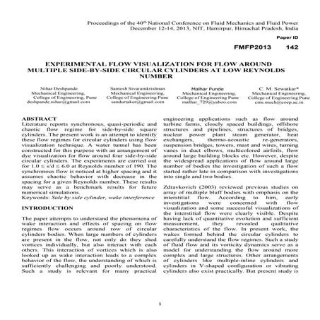 Experimental flow visualization for flow around multiple side-by-side circula...