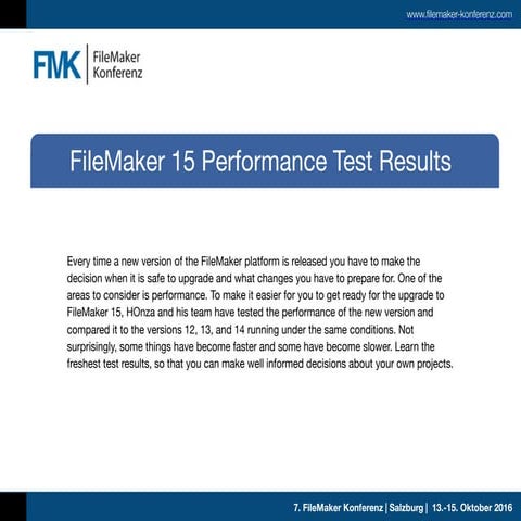 FMK2016 - Honza Koudelka - FileMaker 15 Performance Test Results