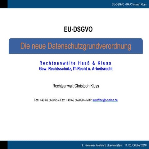 Fmk2018- Die neue EU DSG-VO Christoph Kluss