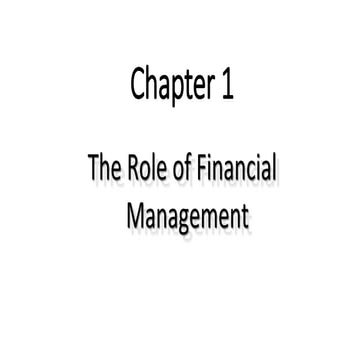 Role of Financial Management NUML Lecture 1