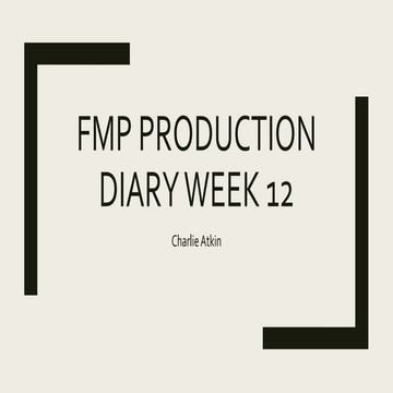FMP Production Diary Week 12