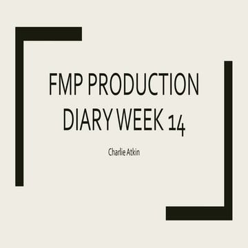 FMP Production Diary Week 14