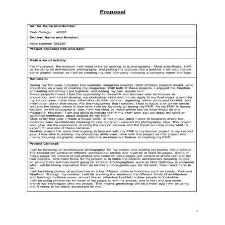 Fmp proposal-Architectural Photography