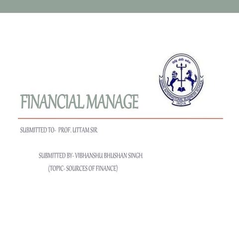 Sources of Finance