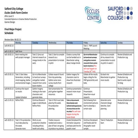 FMP Schedule (Updated)