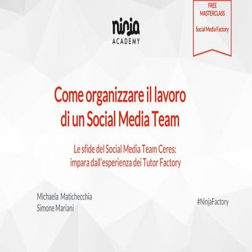 Come organizzare il lavoro di un Social Media Team - Webinar gratuito